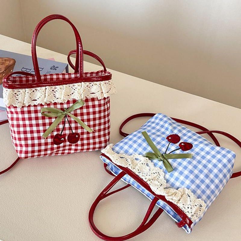 Luxury High Quality Bags - Bayan Omuz Çantası Kore Kareli Puantiyeli