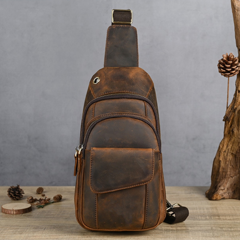 Genuine Leather Backpack - Tasarımcı Lüks Çok Fonksiyonlu Erkek Göğüs