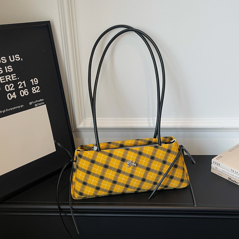 Luxury Bags That Are Affordable - Moda Mikrofiber Çizgili Ekose Fermuarlı Fiyonklu