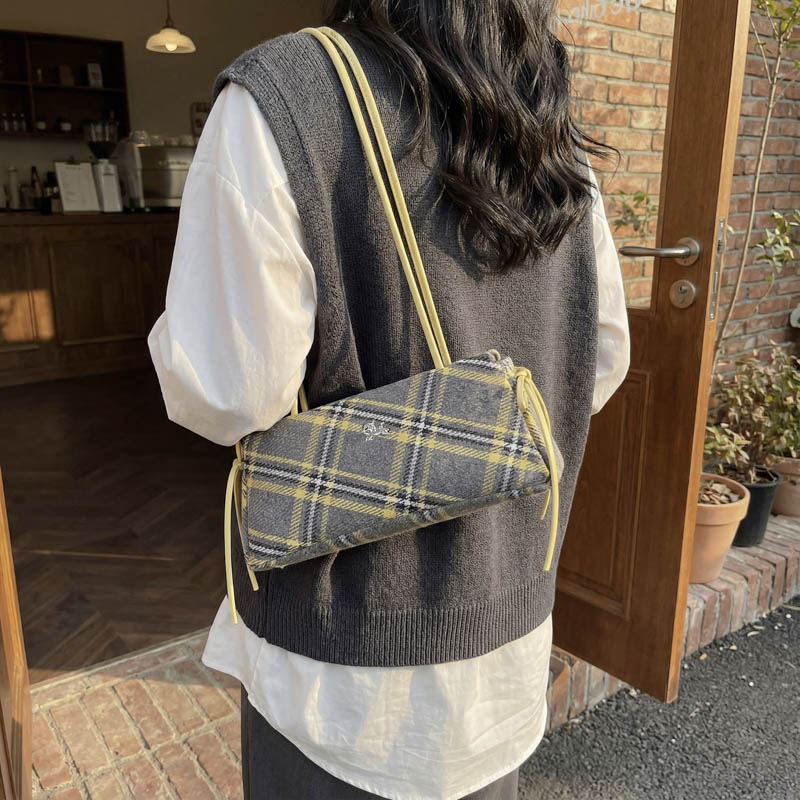 Luxury Bags That Are Affordable - Moda Mikrofiber Çizgili Ekose Fermuarlı Yaylı