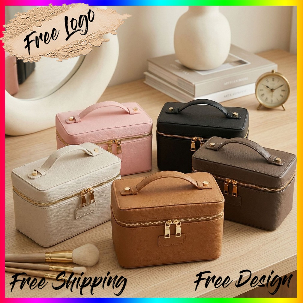 Luxury Bags Wholesale - Lüks Devekuşu Desenli Deri Makyaj Çantası